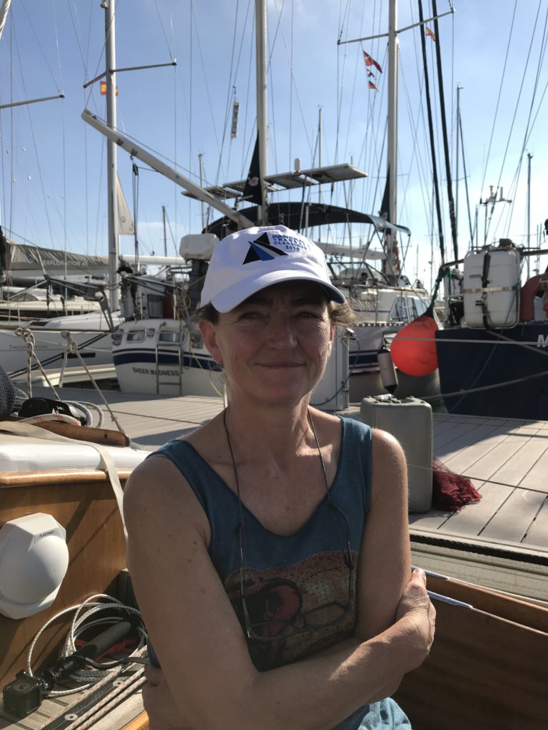 Frederique Weygand is sailing on Hilaria in the Panerai Transat Classique