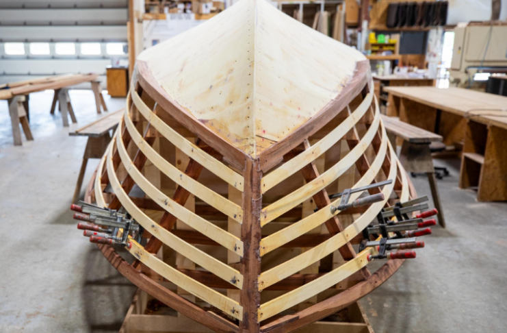 wood-hulled mahogany runabout